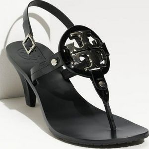 Tory Burch Black “Holly 2 Kitten” Thong Sandals Heel